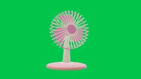 3D Animation of Rotating Pink and Cream Desk Fan on Green Background Stock Footage 308282175