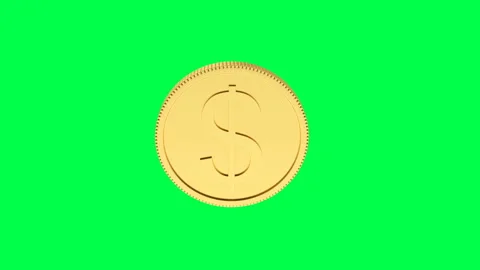 3D animation of rotation of dollar coin on a green screen. 4K Stock Footage 140458071
