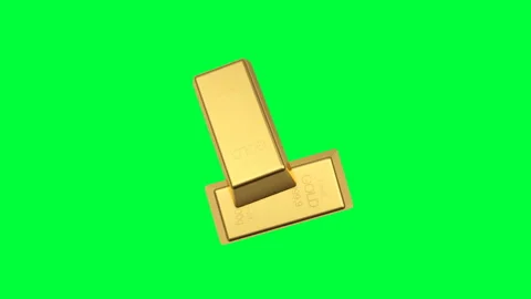 3D animation of rotation of two gold bars on a green screen. 4K Stock Footage 139563365