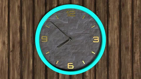 3d animation of round shape clock on the wall. Seamless pattern of time moving. Stock Footage 111634778