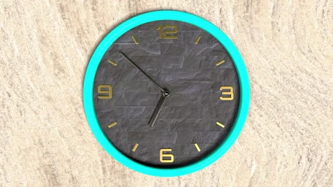 3d animation of round shape clock on the wall. Seamless pattern of time moving. Stock Footage 111635200