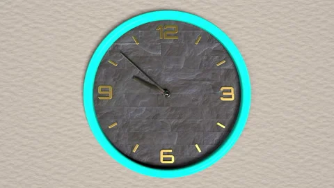 3d animation of round shape clock on the wall. Seamless pattern of time moving. Stock Footage 111635658