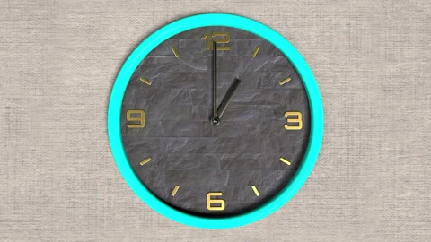 3d animation of round shape clock on the wall. Seamless pattern of time moving. Stock Footage 111636016