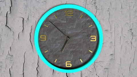3d animation of round shape clock on the wall. Seamless pattern of time moving. Stock Footage 111636159