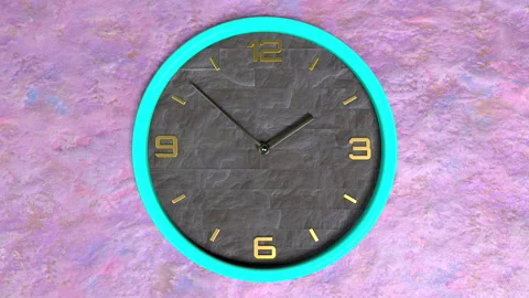 3d animation of round shape clock on the wall. Seamless pattern of time moving. Stock Footage 111636527