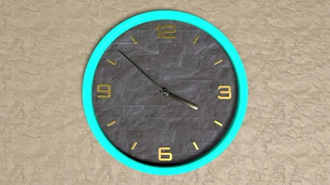 3d animation of round shape clock on the wall. Seamless pattern of time moving. Stock Footage 111636794