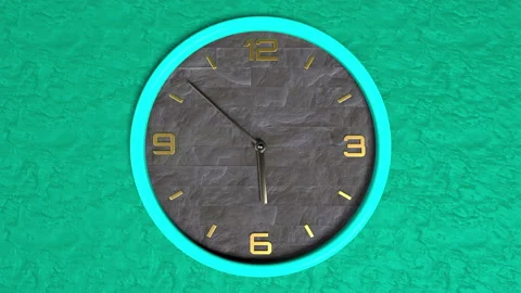3d animation of round shape clock on the wall. Seamless pattern of time moving. Stock Footage 111636993
