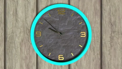 3d animation of round shape clock on the wall. Seamless pattern of time moving. Stock Footage 111637269
