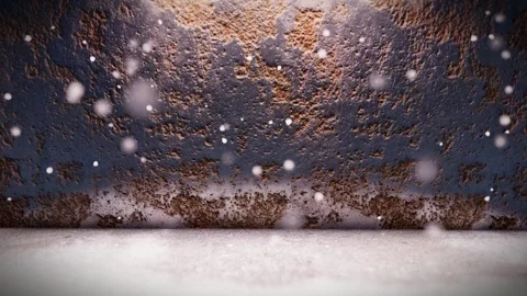 3D Animation Rust Wall Background at Night with Spotlight and Falling Snow 스톡 동영상 334708794
