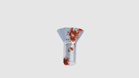 3D Animation of Rusty countersunk screw Stock Footage 329829646