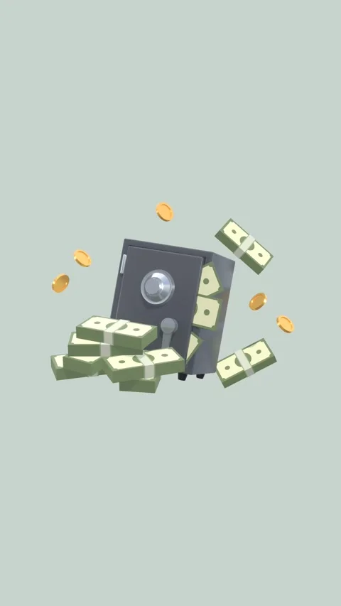 3D Animation Safe Box, Cash And Gold Designed In A Vertical Video Format. Stock Footage 290991767