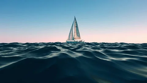 3D animation of sailboat sailing over oc... | Stock Video | Pond5