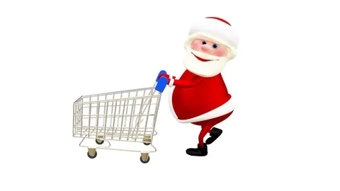 3D Animation Santa with the Trolley with Alpha Channel Stock Footage 82201031