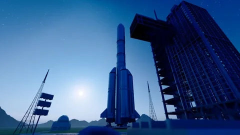 3D animation of satellite and missile launch bases Stock Footage 318565700