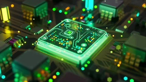 3d animation sci-fi motherboard loop for AI tech Video stock 335578680
