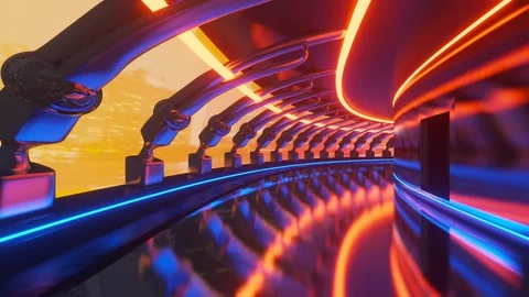 3D Animation of a science fiction interior Stock-Footage 127980580