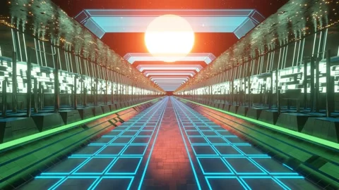 3d Animation of a science fiction Interior of a space station hallway Stock Footage 167240343