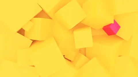 3D animation of seamless loop background of sunny bright yellow cubes rotating. Stock Footage 218157825