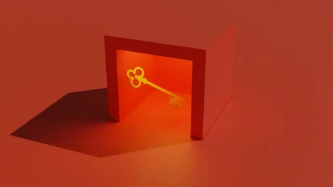 3D Animation secret box, secret key, gold key, repeated gif Stock Footage