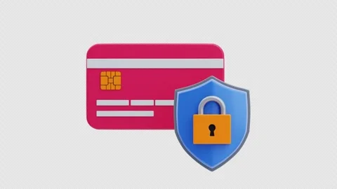3d animation of Secure debit card with digital payment protection Stock Footage 341928164