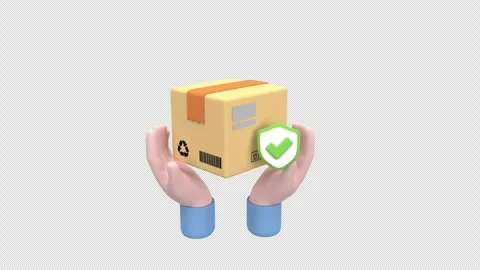 3d animation secure delivery, with hands carefully holding a package marked.. Stock Footage 310417208