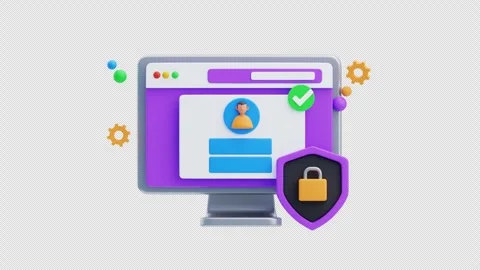 3d animation of secure login interface on desktop screen Stock Footage 323522530