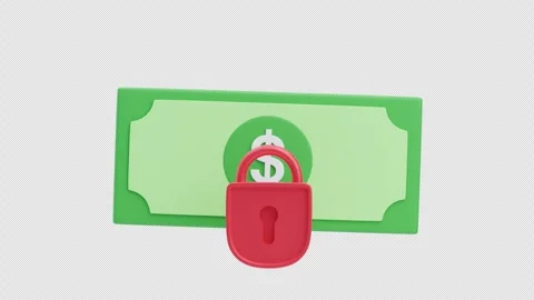 3D animation of secure money protection concept with dollar lock Stock Footage 330515875