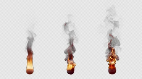 3D animation set of three types of burning fire flames. With Alpha Channel. Stock Footage 283266705