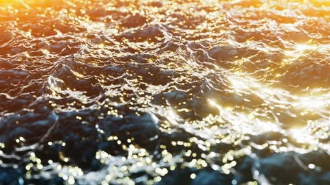3D animation of the shining waving ocean waters at dawn Stock-Footage 274401269