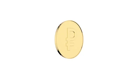 3d Animation of Shiny Golden Russian Ruble coin spinning and rotating 360 Stock Footage 281815286