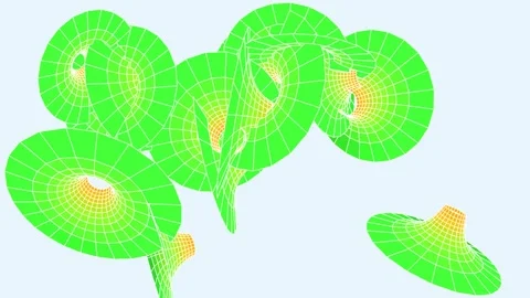 3D animation showcases a collection of green geometric funnel Stock Footage 337755891