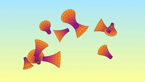 3D animation showcasing a collection of orange-to-purple gradient Stock Footage 337859174
