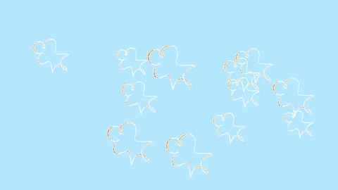 3D animation showcasing a collection of thin, golden-gradient ribbon loops Vidéo 339045350