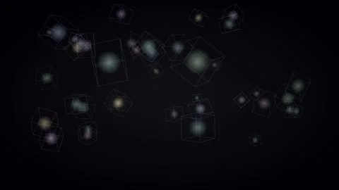 3D animation showcasing floating wireframe cubes Stock Footage 338388010