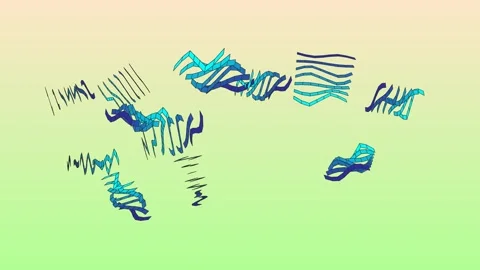 3D animation showcasing scattered blue and teal geometric shards 動画素材 338388069