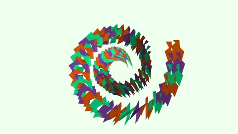 3D animation showcasing a spiraling formation of multicolored Stock Footage 337859228