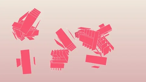 3D animation showing groups of coral-red rectangular block Vidéo 338388085