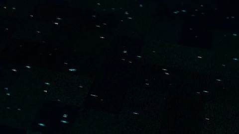 3D animation showing multi core processing and data points on black background Stock Footage 120920693