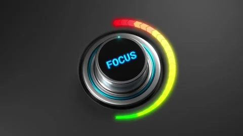 3D animation showing a rising focus level on a colored dial from green to red Stock Footage 312370933