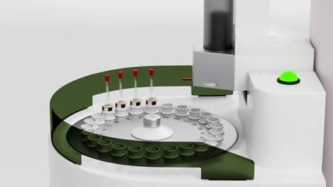 3D animation showing the sample injection, analysis process in NMR spectroscopy. Stock Footage 318829757