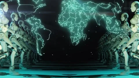 3d animation shows global technological range of artificial intelligence Video stock 322196786