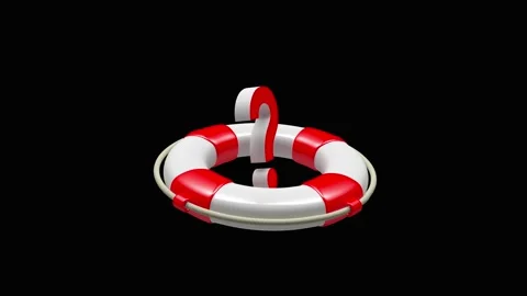 The 3D animation shows a question mark rotating inside a life preserver. Stock Footage 335864915