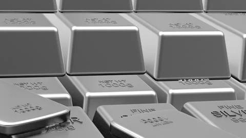 3D animation of silver bars stacked on top of each other. Stock-Footage 332435782