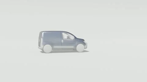 3D Animation of a Silver Van Driving on a Plain Background Stock-Footage 331049196