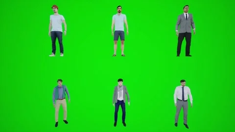3D animation of six men standing in a taxi stand from the front angle 스톡 동영상 252661856