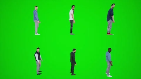 3D animation of six men standing on a gr... | Stock Video | Pond5