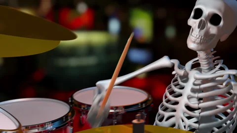 3D Animation of a Skeleton Playing the Drums - Illustration Video stock 142532200