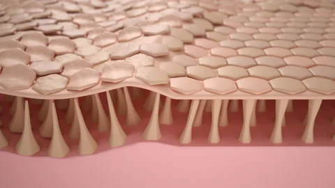 3D Animation Skin Layer Wrinkle smoothing. Action of skin care Collagen repair E Stock Footage 219465498