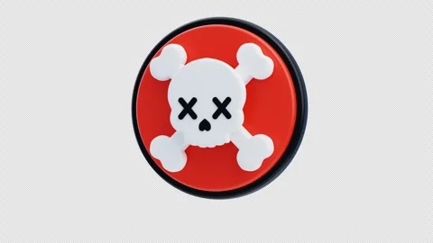 3D Animation of Skull Danger Warning Stock Footage 321046519