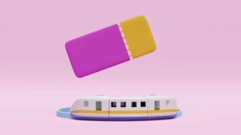 3d animation with sky train transport ticket booking, summer railroad travel  Stock Footage 212380129